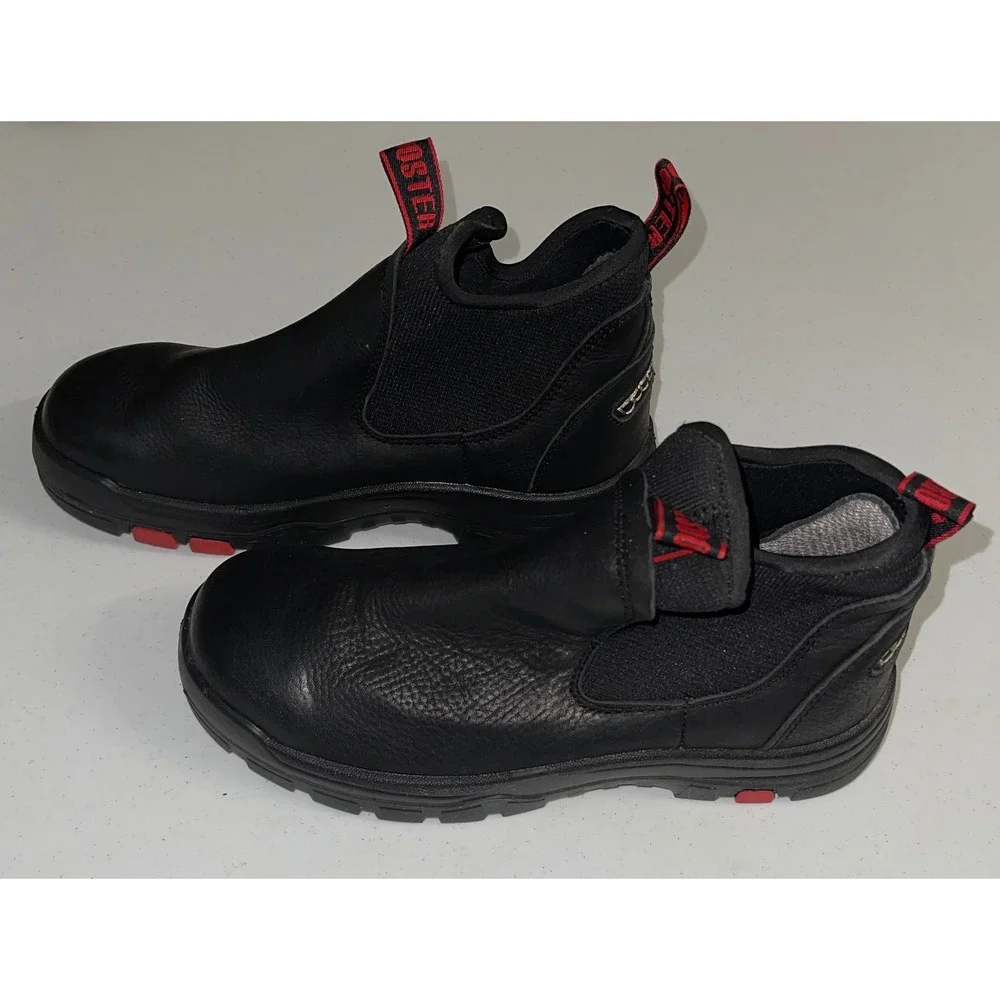 Rockrooster Men Black Leather Slip On Work Boots Chelsea Safety Shoes Size 10.5